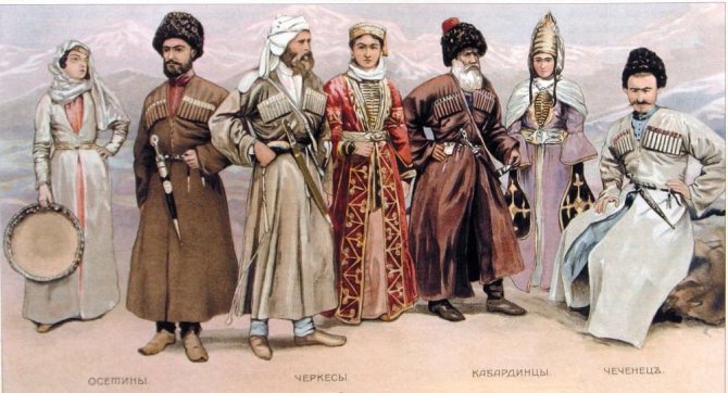 «Народы Кавказа» русская литография, конец XIX века